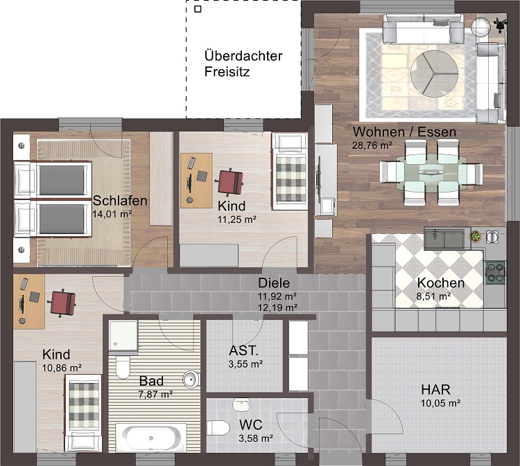 Bungalow 113 - 25 Erdgeschoss