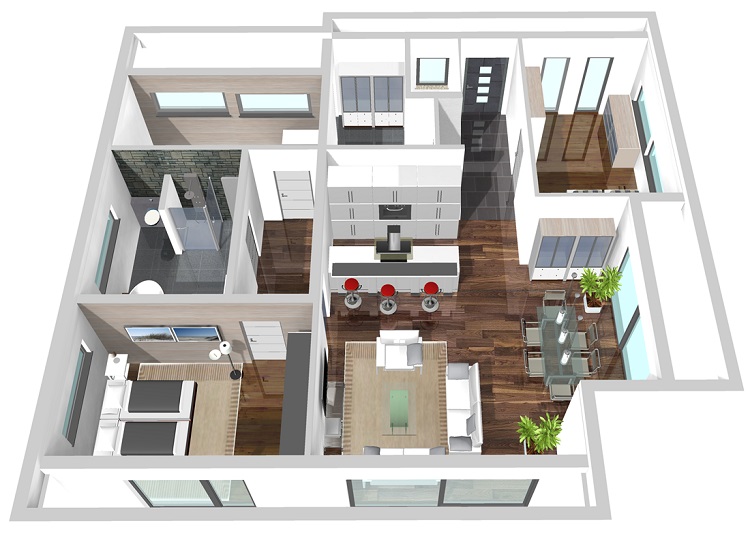 Bungalow B 121 - F EG - 3D